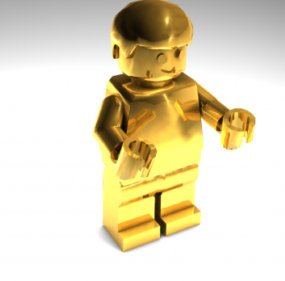 गोल्डन लेगो मैन कैरेक्टर 3डी मॉडल