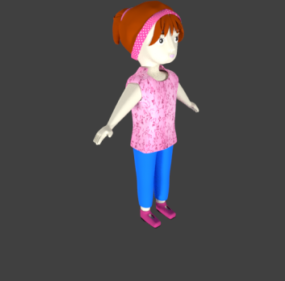 Little Girl Cartoon Character 3d model