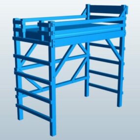 Loft Bed Dřevěný 3D model