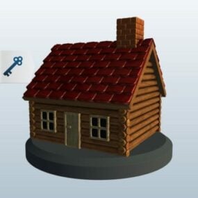छोटा लॉग केबिन हाउस 3डी मॉडल