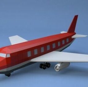 červená Lowpoly 3D model letadla