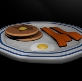 Lowpoly Breakfast Food 3d model