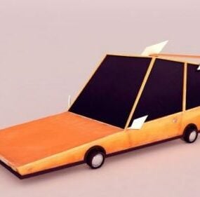 Orange Cartoon Car 3d model