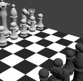 3д модель шахматного черно-белого стола