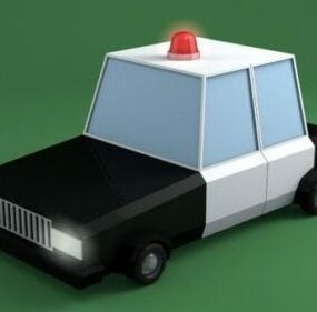 Lowpoly Model 3D samochodu policyjnego z kreskówek
