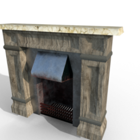 Lowpoly Stone Fireplace 3d model