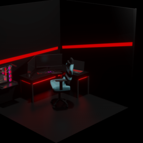 Lowpoly Gaming Room 3d-modell