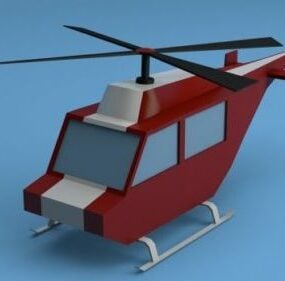 Lowpoly Kreslený 3D model vrtulníku
