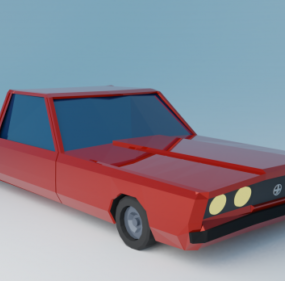 Lowpoly Model 3D czerwonego samochodu pickup