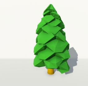 Lowpoly דגם 3D של עץ אורן מצויר