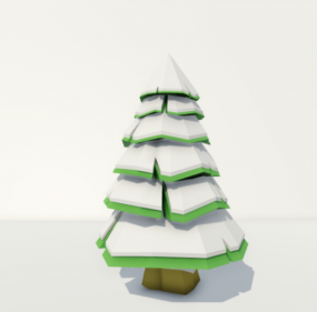 Karlı ağaç Lowpoly 3d modeli