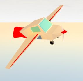 Lowpoly Modello 3d dell'aeroplano del fumetto