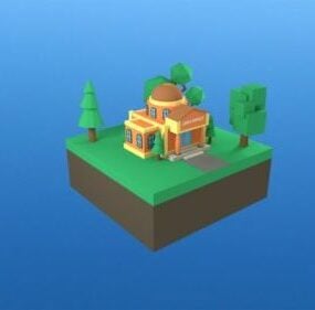 Isla de la ciudad de dibujos animados modelo 3d
