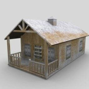 Casa de campo de nieve modelo 3d