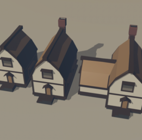 中世纪房屋小镇3d模型