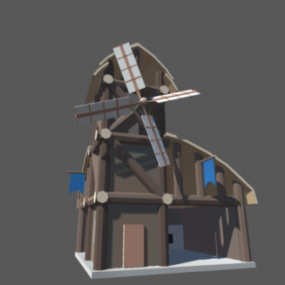 3D model stavby větrného mlýna