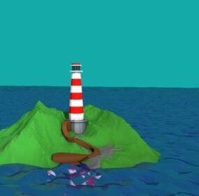 Mała tropikalna wyspa z modelem 3D San ​​Coconut