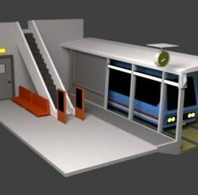 火车站 Lowpoly 3D模型