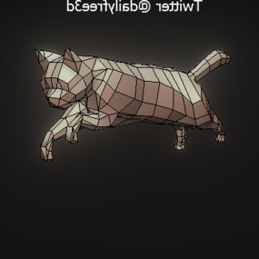 Lowpoly Kucing Rigged Model 3d animasi