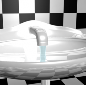 Kitchen Sink With Curved Faucet 3d model