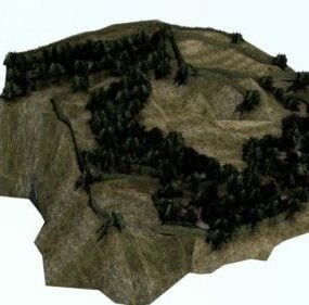 Landskap rupa bumi Model 3d Gunung Akina