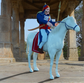 Cavallo Chetak con Maharana modello 3d