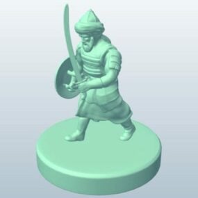 Warrior With Sword And Round Shield 3d model