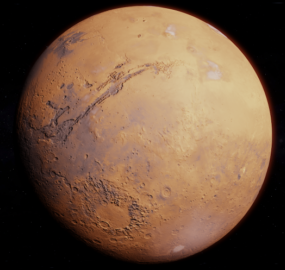 Realistický 3D model planety Mars
