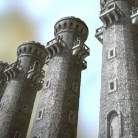 Modelo 3D do edifício da torre de guarda medieval