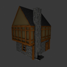 मध्यकालीन लकड़ी पत्थर का घर 3डी मॉडल