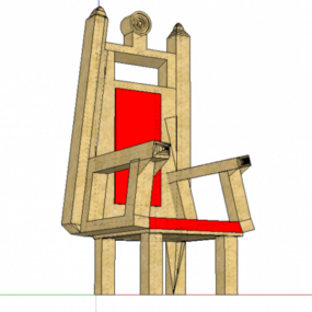 Dřevěná venkovská židle 3D model