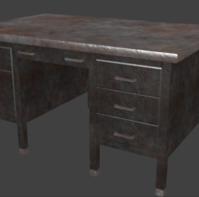 Old Rusty Metal Desk 3d model
