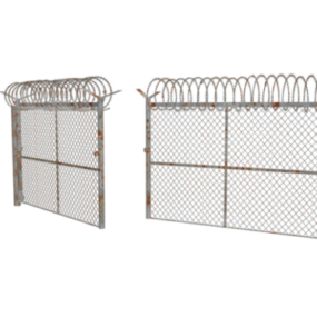 Military Metal Fence Gate 3d model