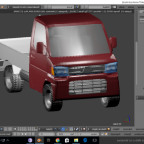 Model 3D mini ciężarówki z czerwoną farbą