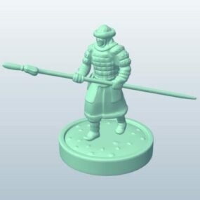 長い槍を持つモンゴルの戦士3Dモデル
