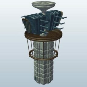 Moon Building Communication Tower Station 3d model