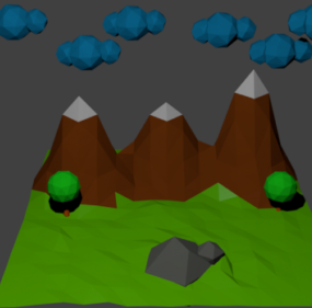 نموذج جبل منخفض بولي المناظر الطبيعية 3D