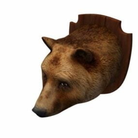 Modelo 3D de cabeça de urso montada realista