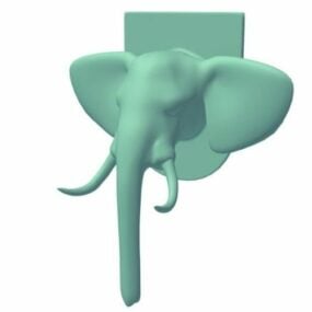 Modelo 3d de cabeça de elefante montada