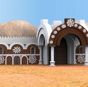 Traditionelles 3D-Modell der nigerianischen Architektur