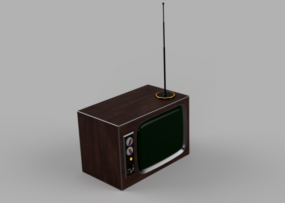 TV vintage com antena Modelo 3D