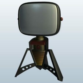 Old Television With Tripod 3d model