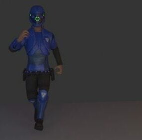 奔跑的战士角色 Rigged 3D模型
