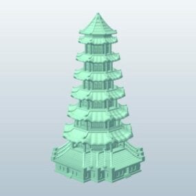 3D model starověké věže pagody