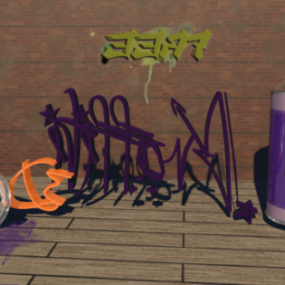 Modello 3d dei graffiti della parete di vernice spray