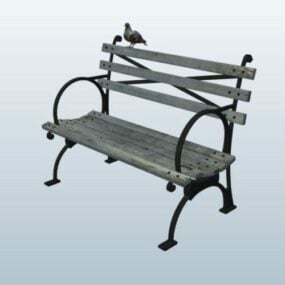 Park Bench With Pigeon 3d model