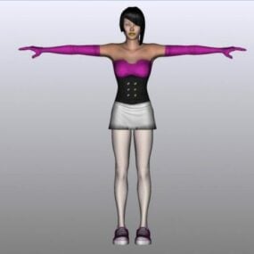페기 소녀 Rigged 애니메이션 3D 모델