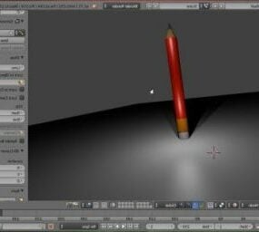 Red Pencil With Eraser 3d model