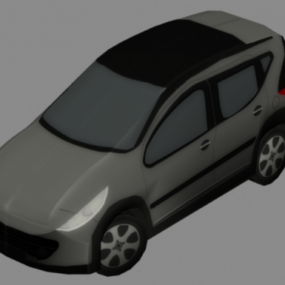 Grey Peugeot 207 Car 3d model