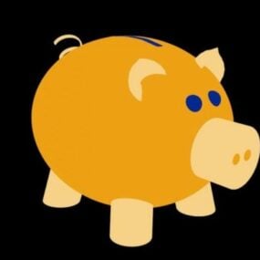 מודל תלת מימד לחיסכון כסף בבנק חזירון